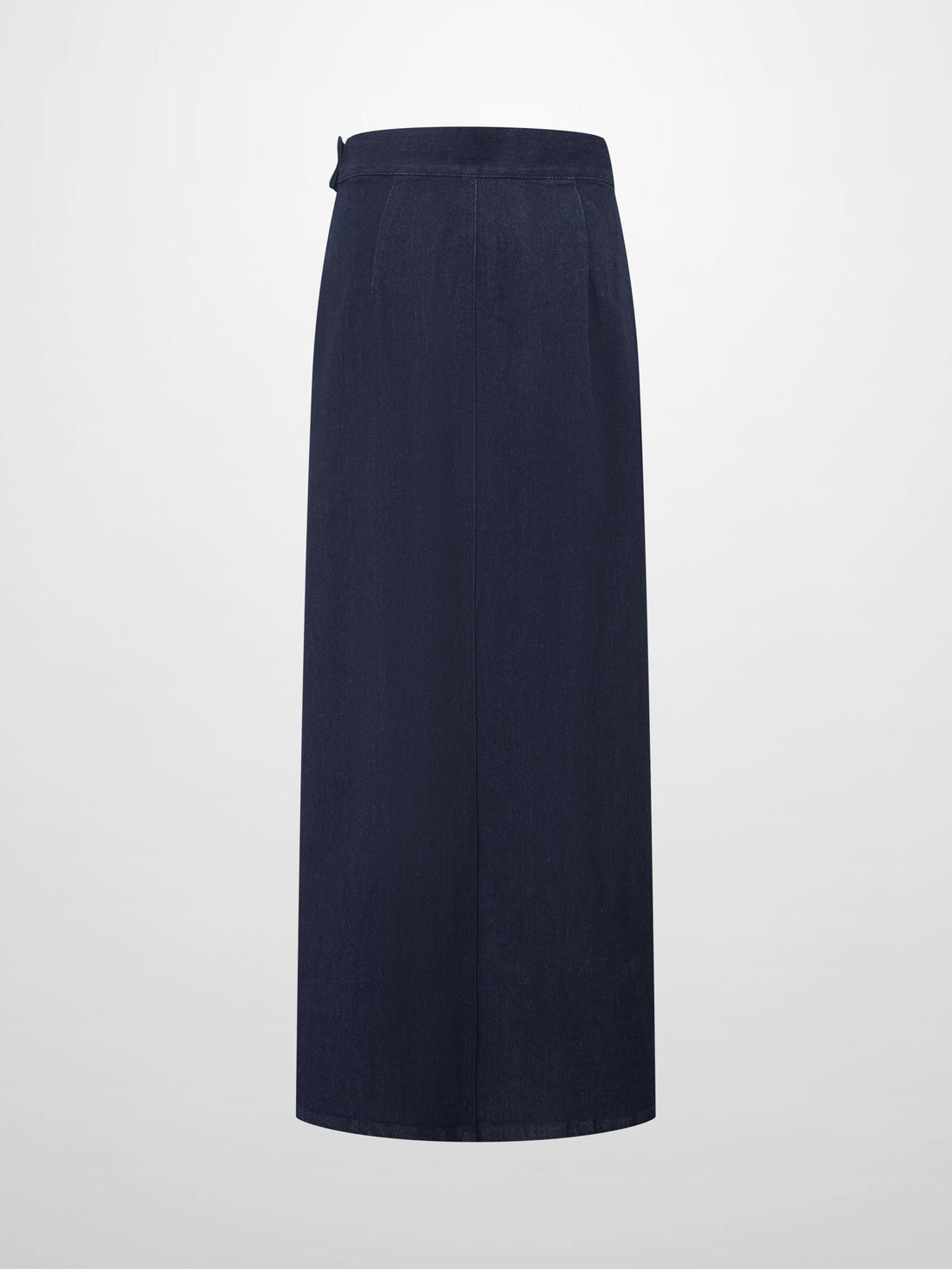 Seamed Straight Stretch Denim Skirt-Dark Blue