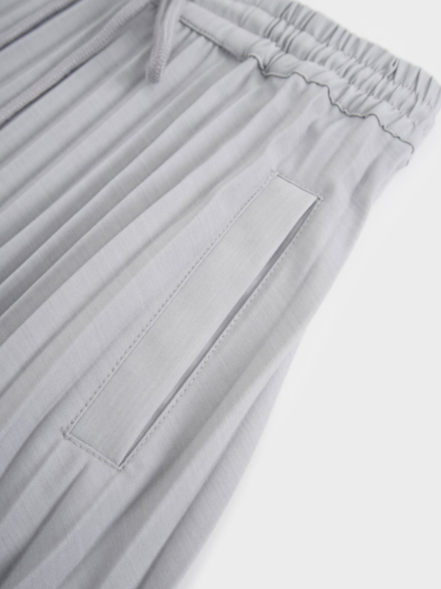 Elastic Waist Micro Pleat Skirt-Grey