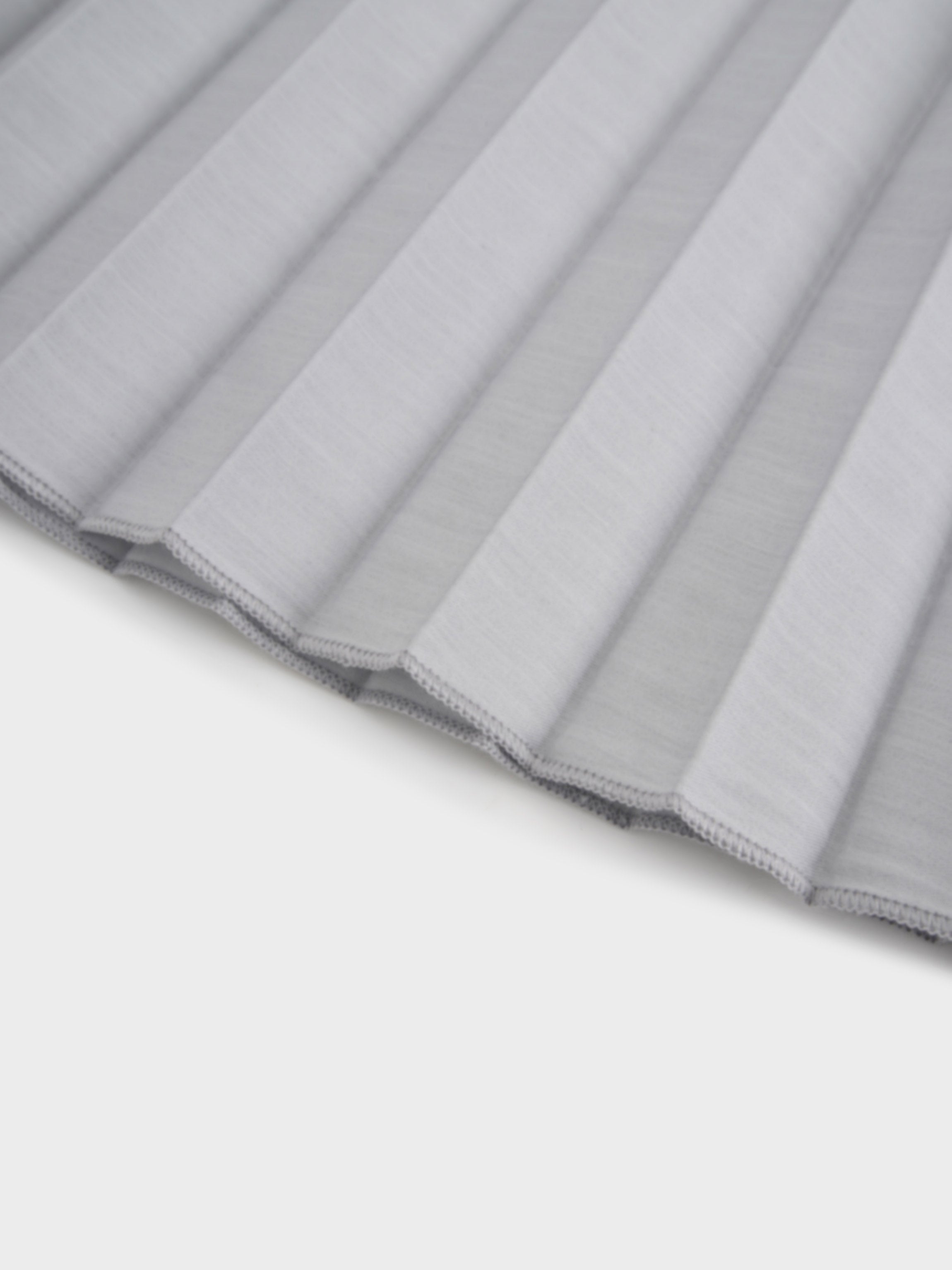 Elastic Waist Micro Pleat Skirt-Grey
