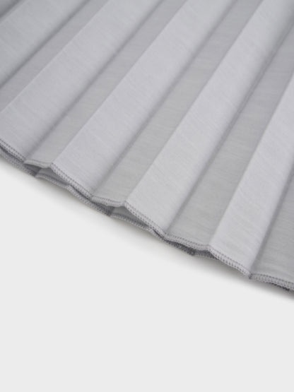 Elastic Waist Micro Pleat Skirt-Grey