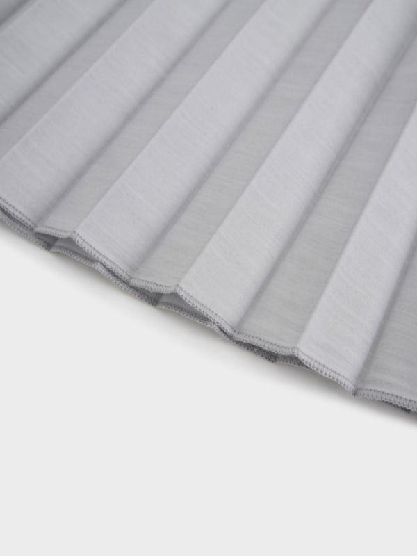 Elastic Waist Micro Pleat Skirt-Grey