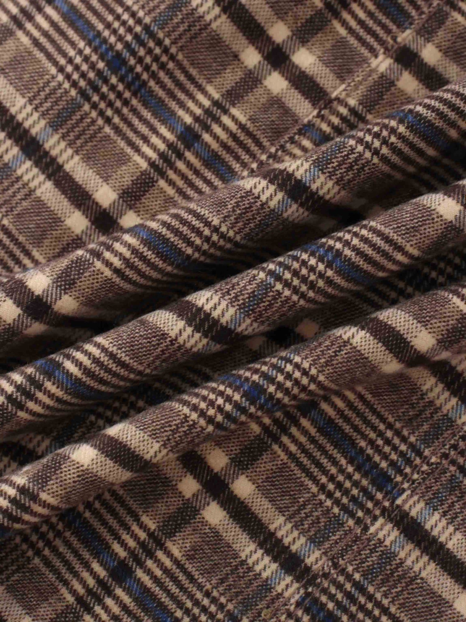 Button Front A-Line Skirt-Brown Plaid