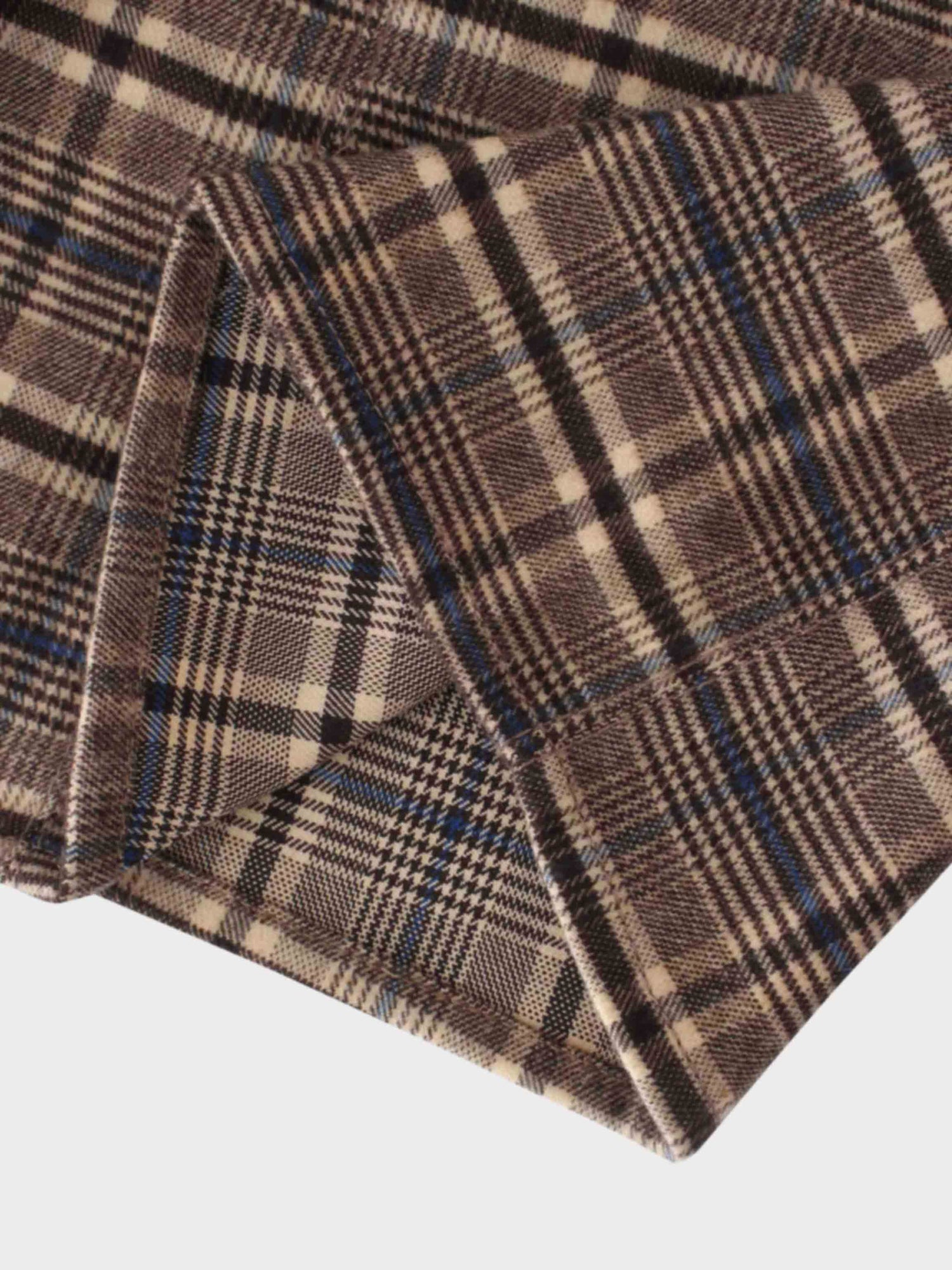 Button Front A-Line Skirt-Brown Plaid