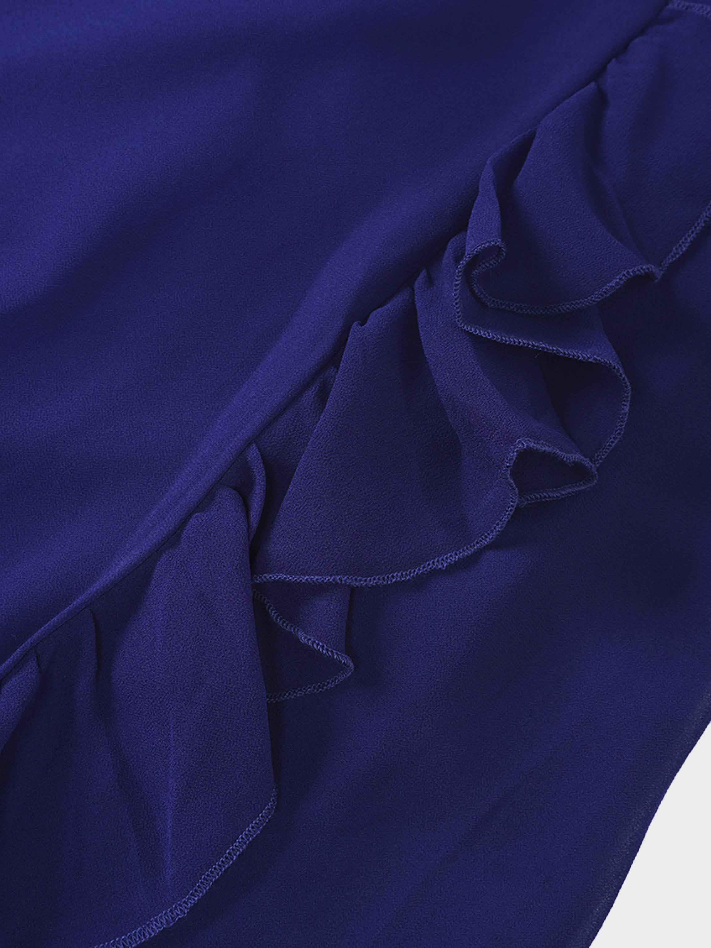 Asymmetrical Hem Dress-Medieval Blue