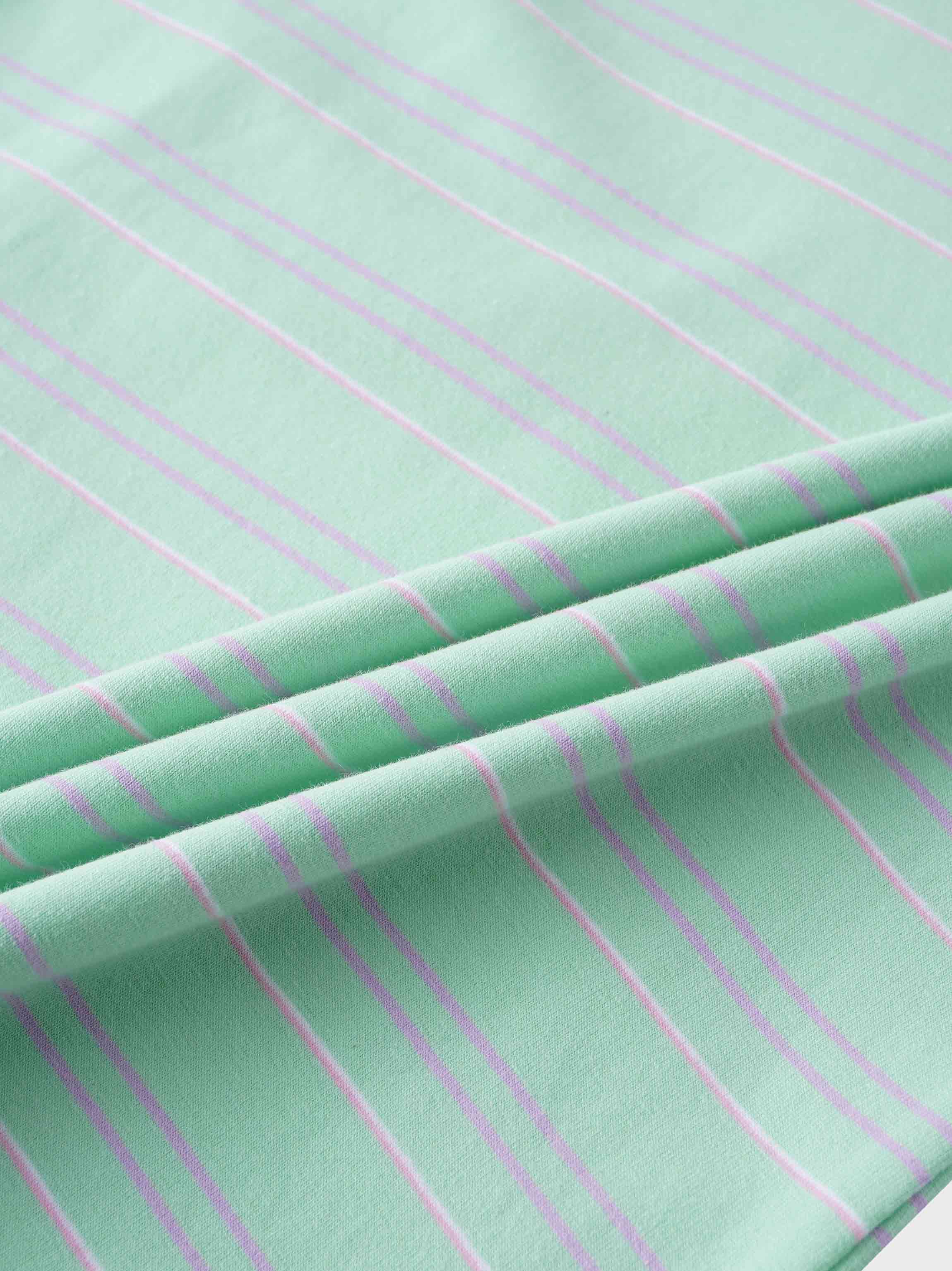 Flat Striped Crew Tee 3Q-Mint