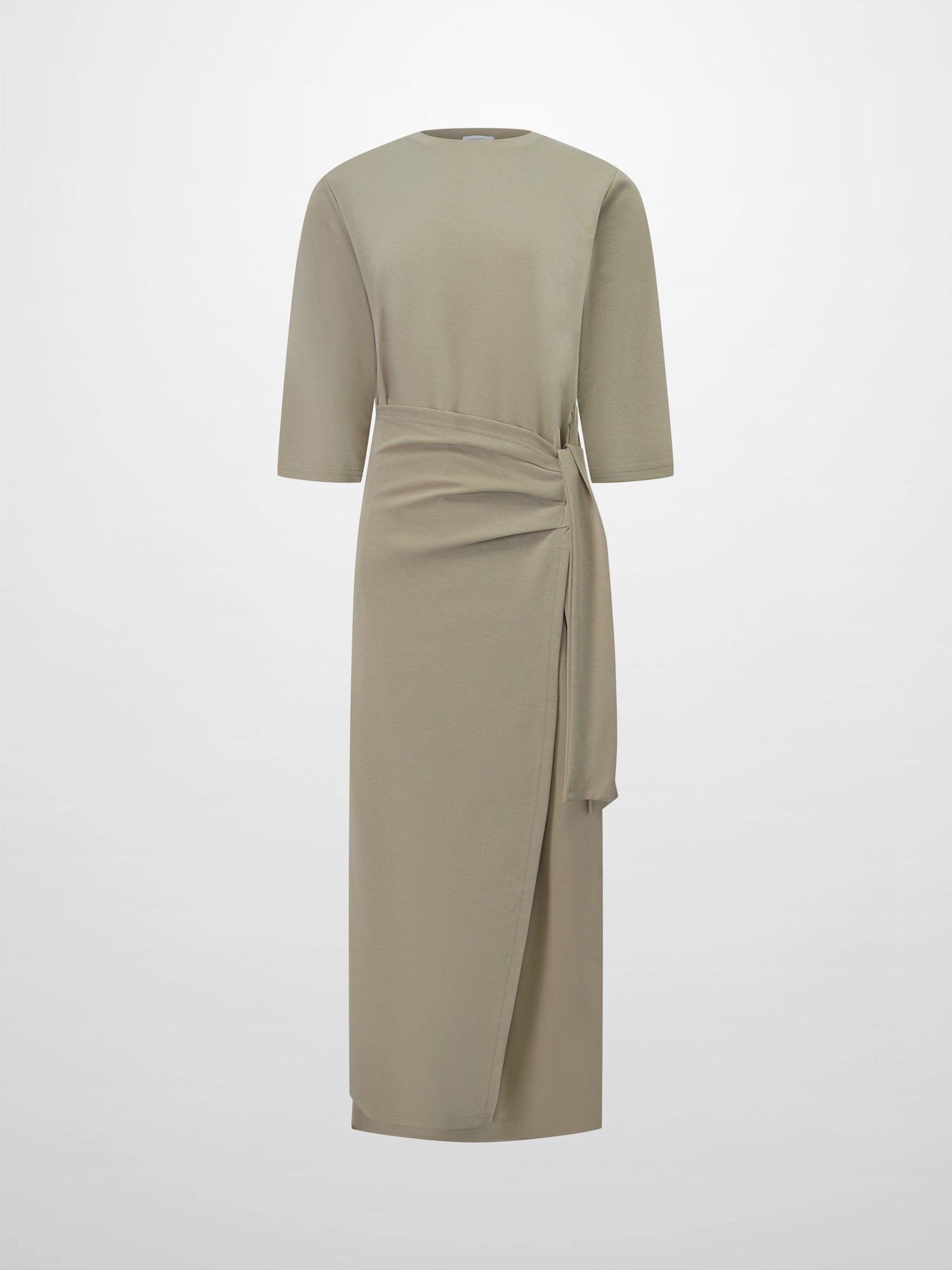 Side Tie T-Shirt Dress-Fawn