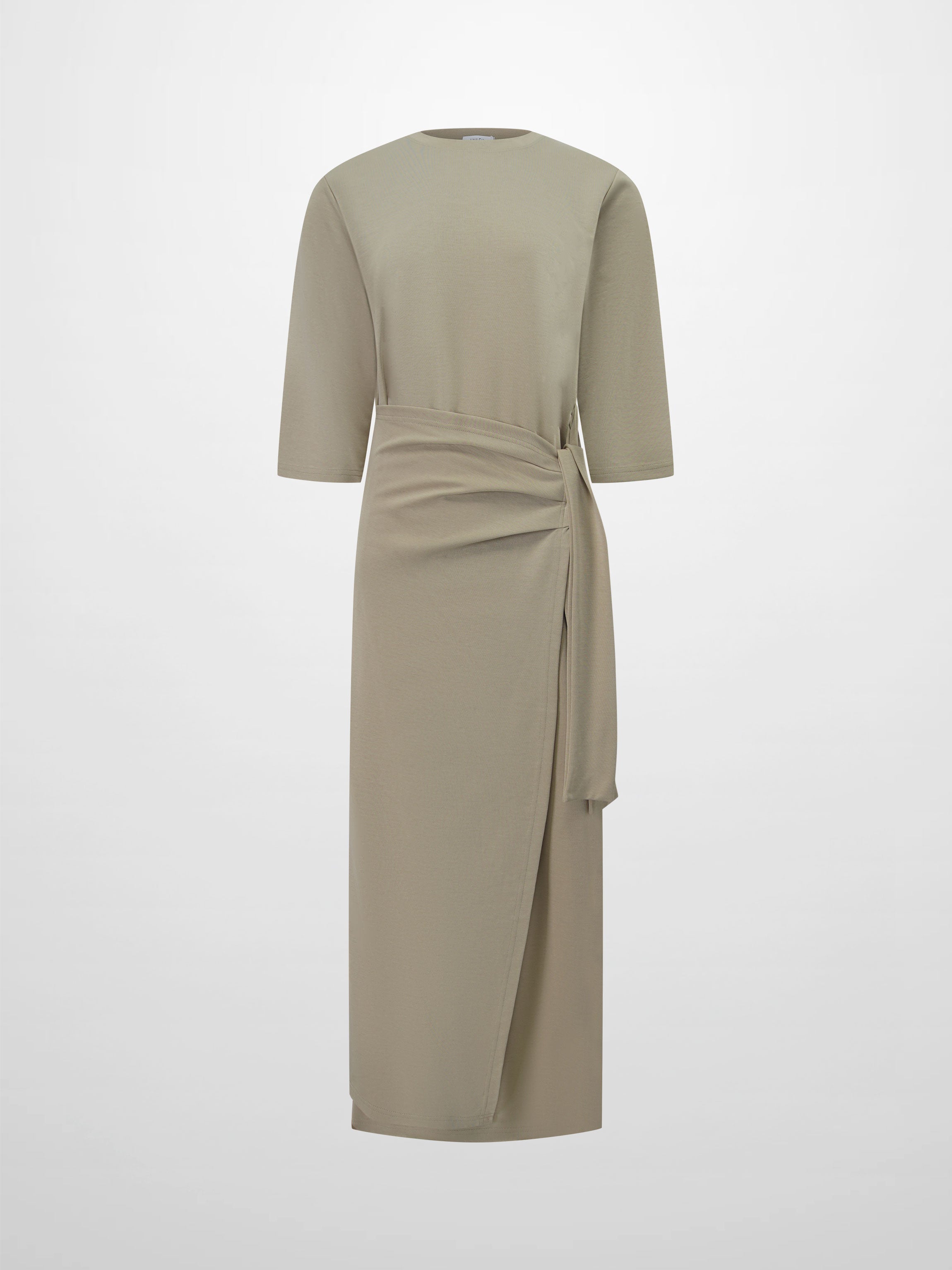 Side Tie T-Shirt Dress-Fawn