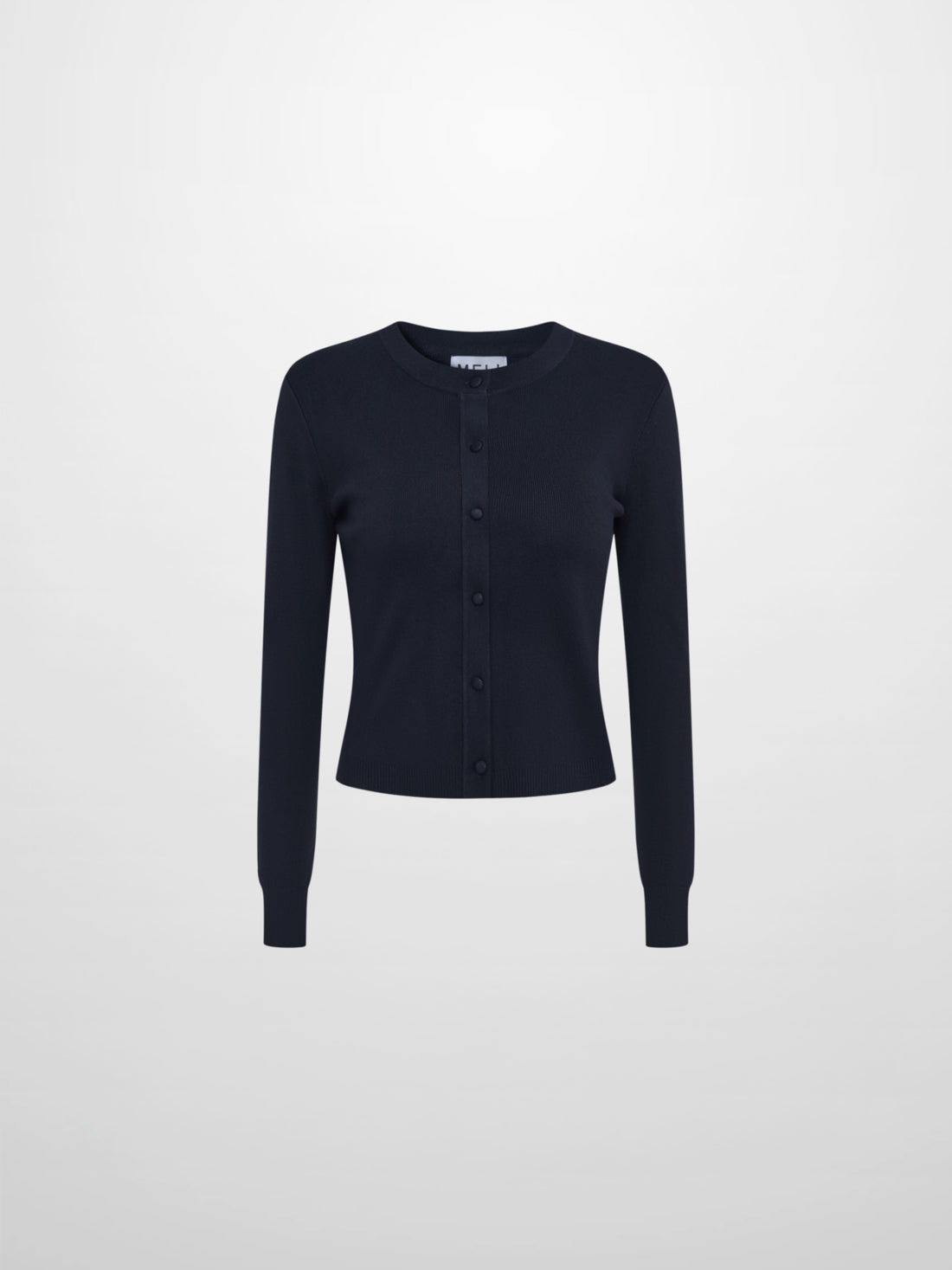 Basic Crew Knit Cardigan 20"- Navy