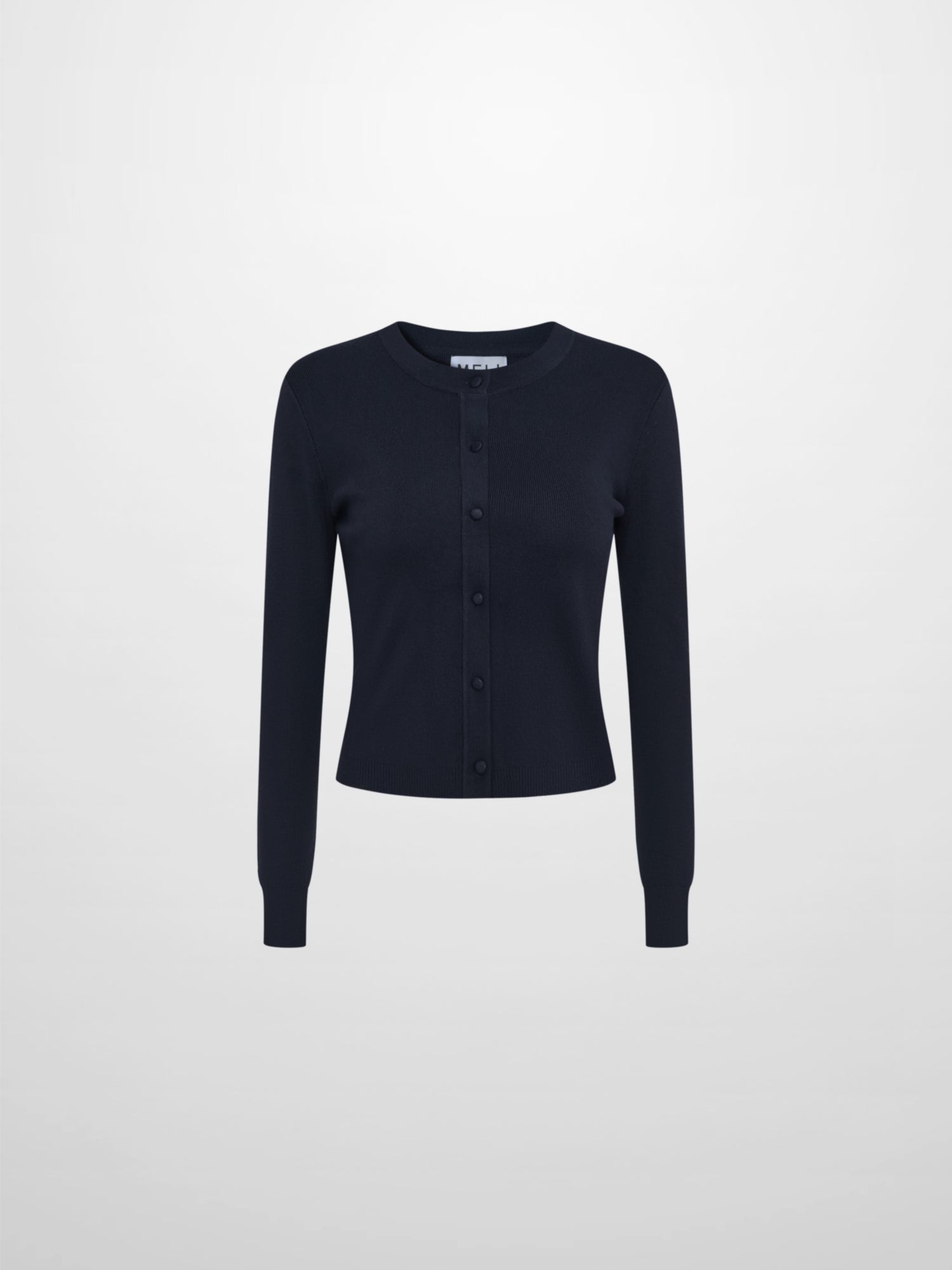 Basic Crew Knit Cardigan 20"- Navy