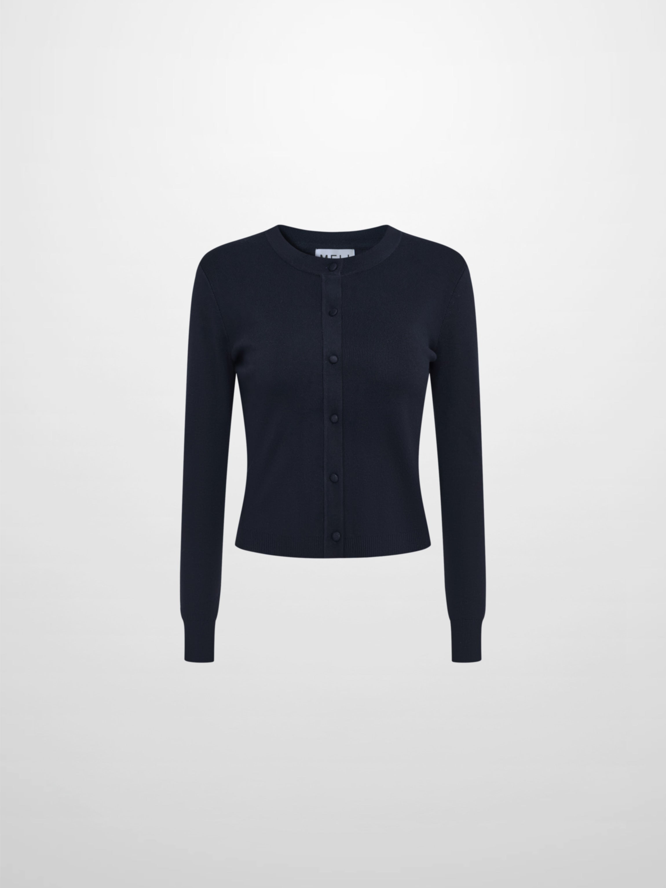Basic Crew Knit Cardigan 20"- Navy