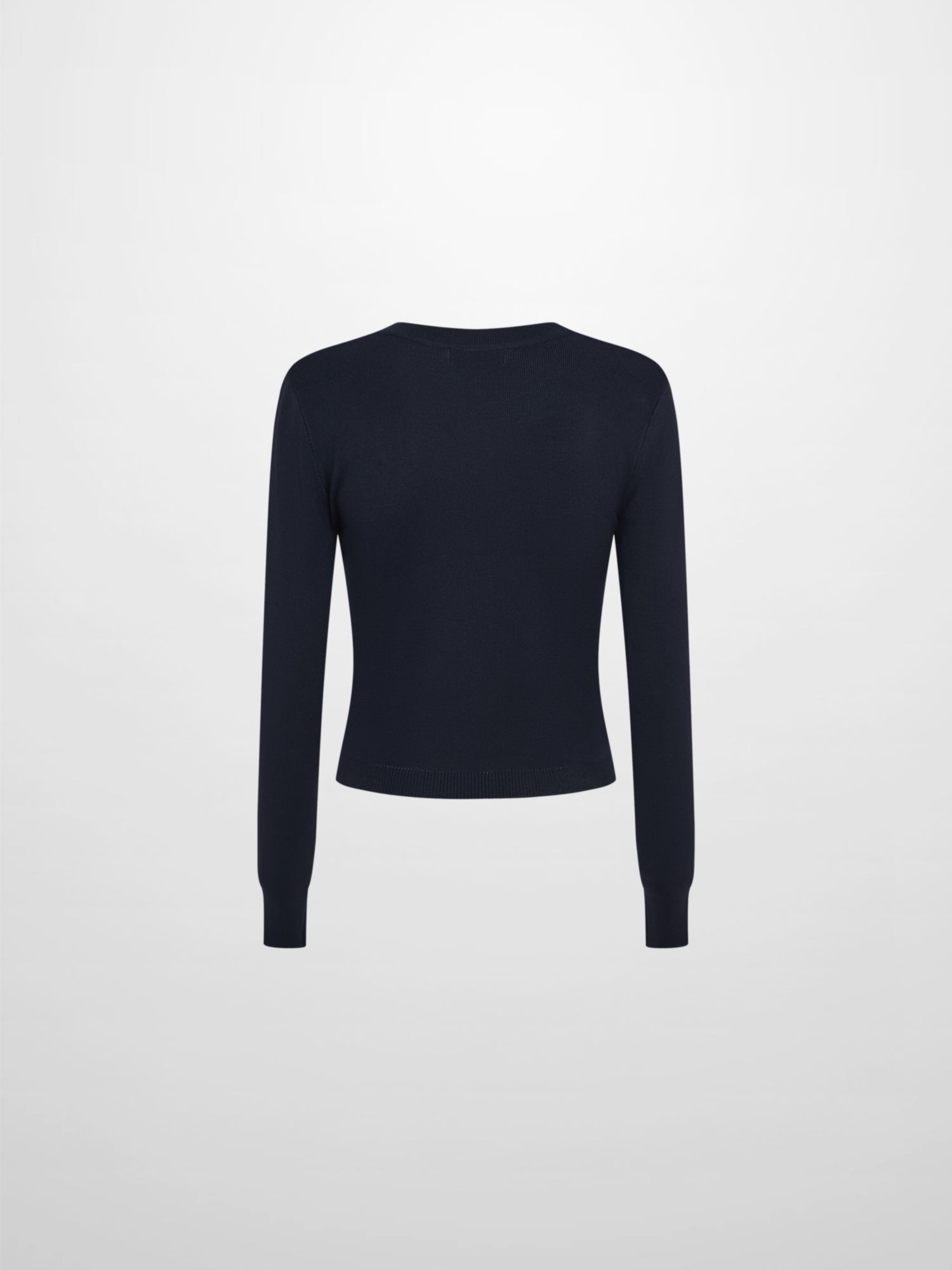Basic Crew Knit Cardigan 20"- Navy