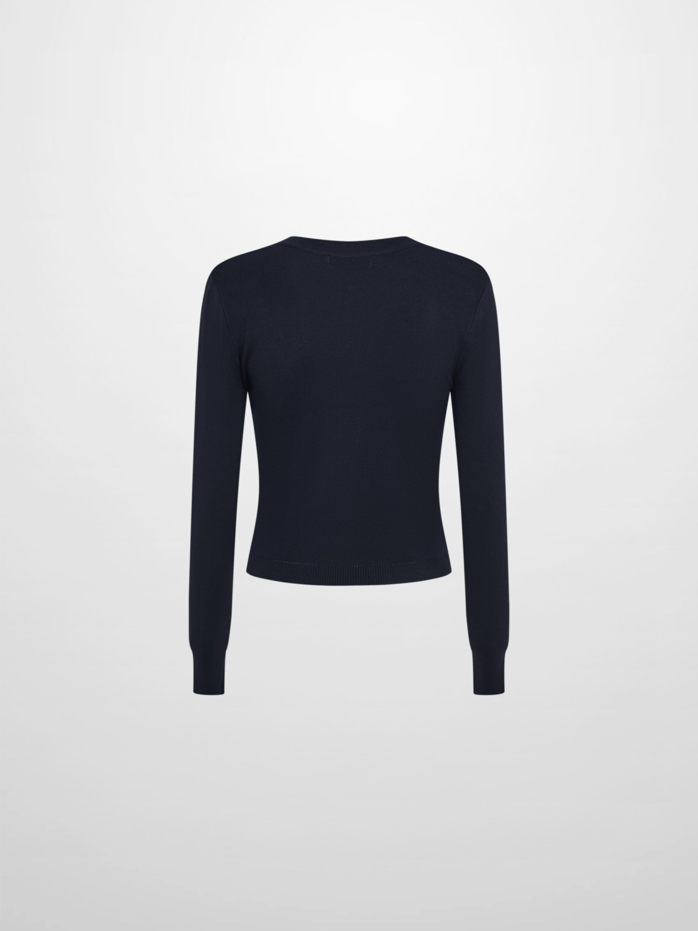 Basic Crew Knit Cardigan 20"- Navy