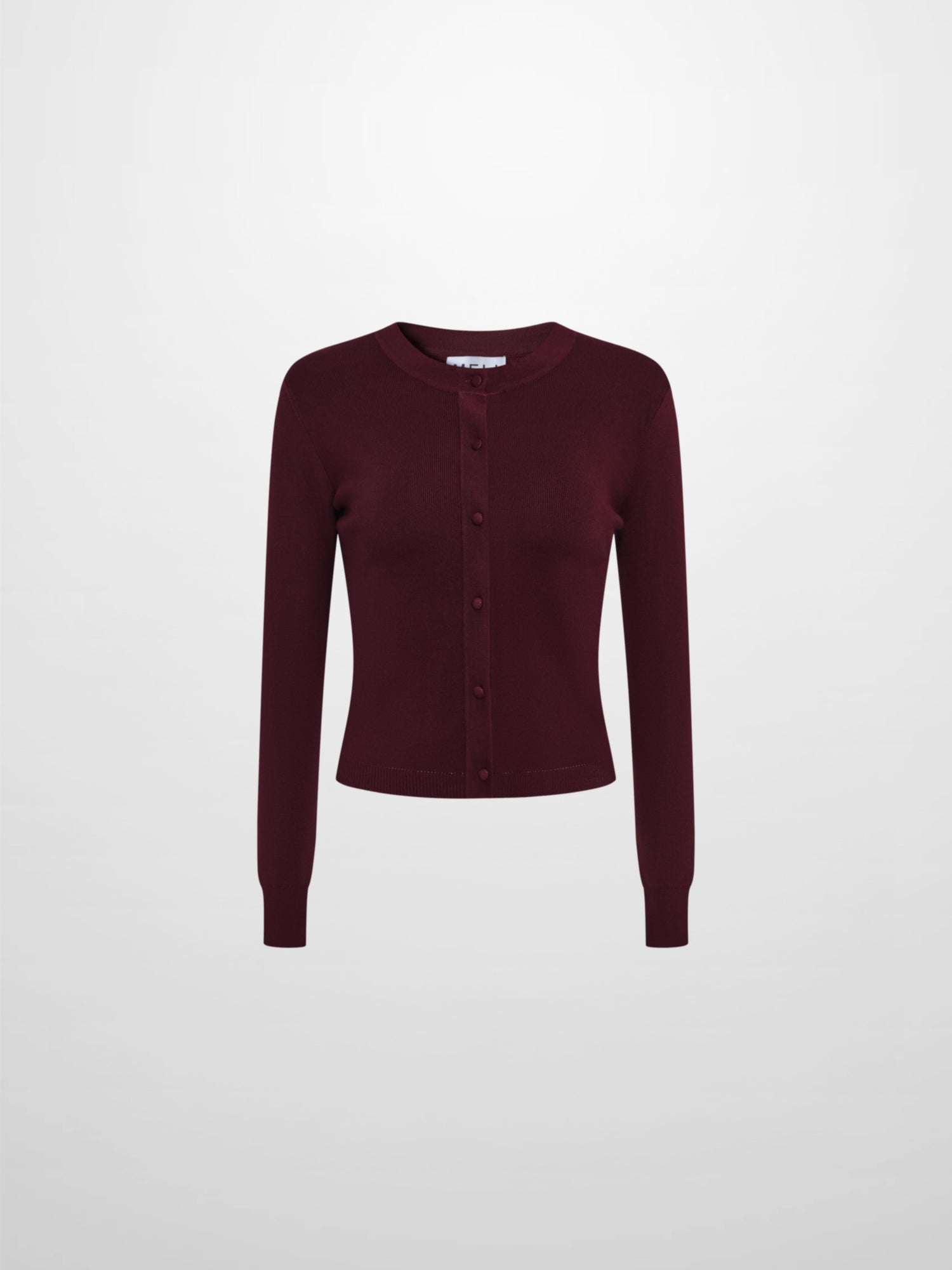 Basic Crew Knit Cardigan 20"- Burgundy