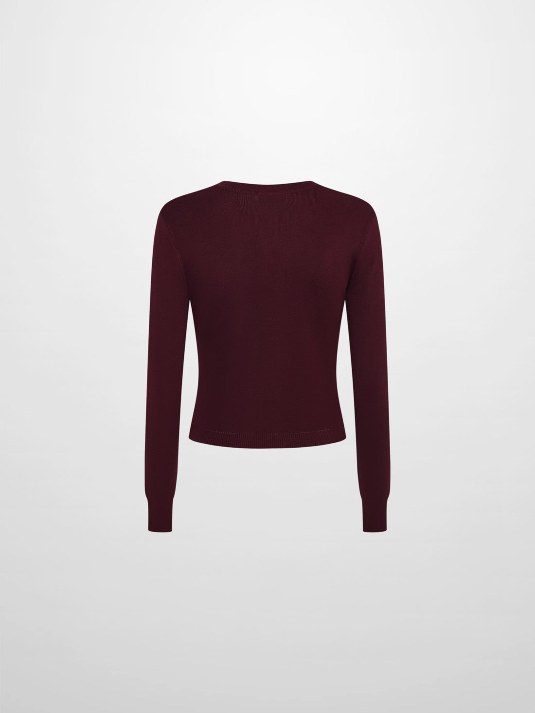 Basic Crew Knit Cardigan 20"- Burgundy