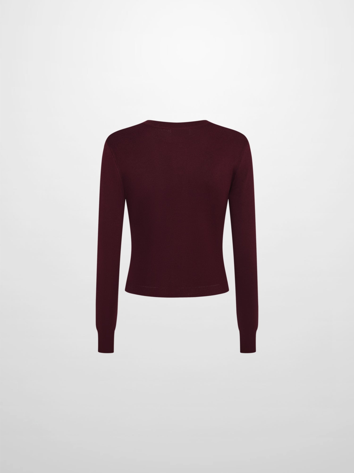 Basic Crew Knit Cardigan 20"- Burgundy