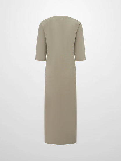 Side Tie T-Shirt Dress-Fawn
