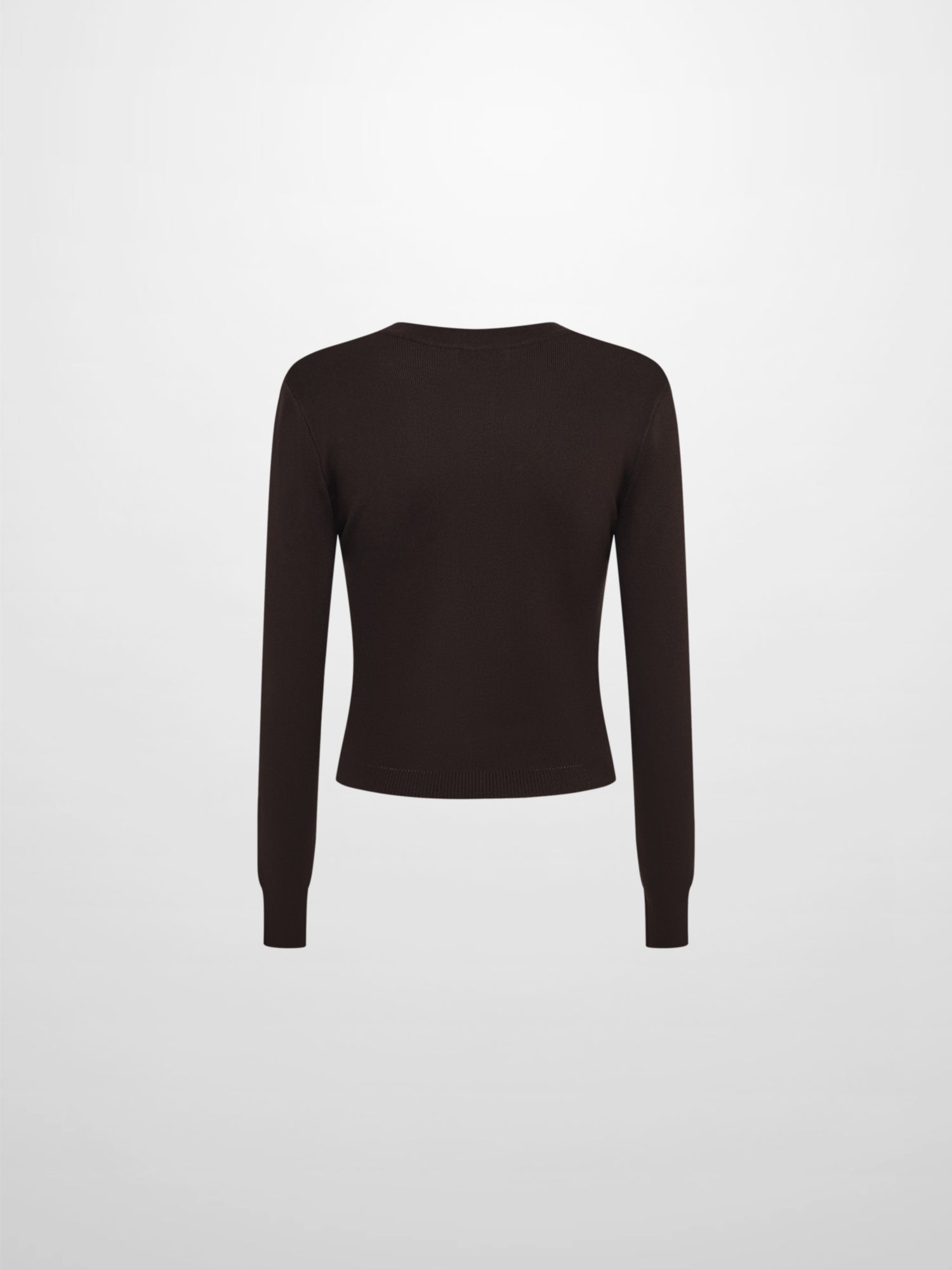 Basic Crew Knit Cardigan 20" - Brown