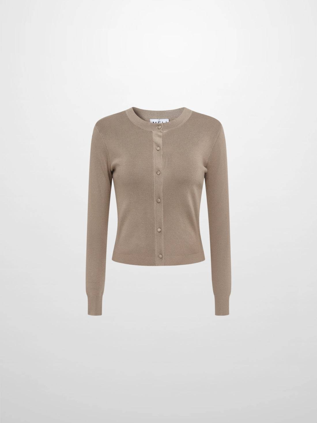 Basic Crew Knit Cardigan 20" - Warm Taupe