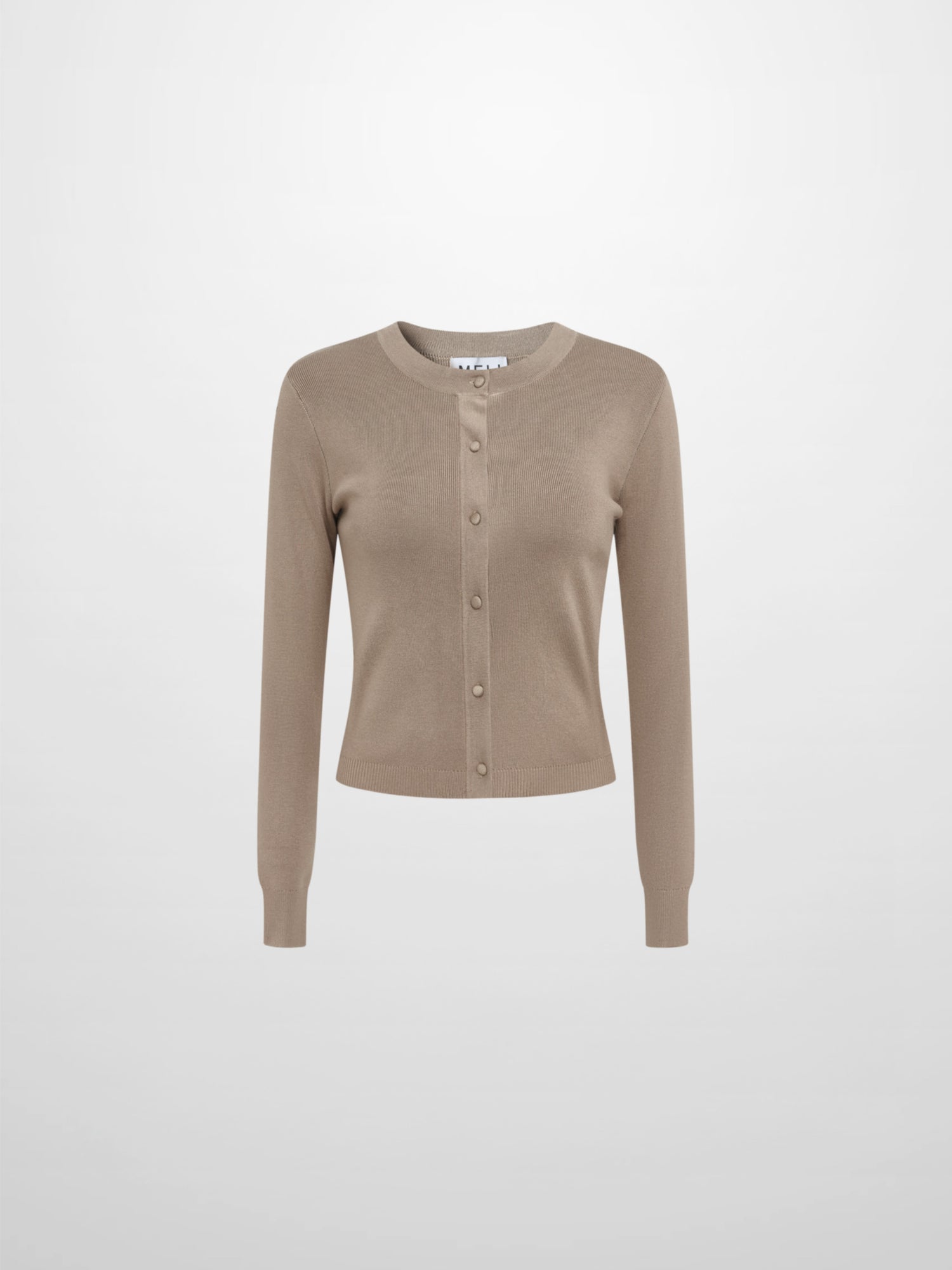 Basic Crew Knit Cardigan 20" - Warm Taupe