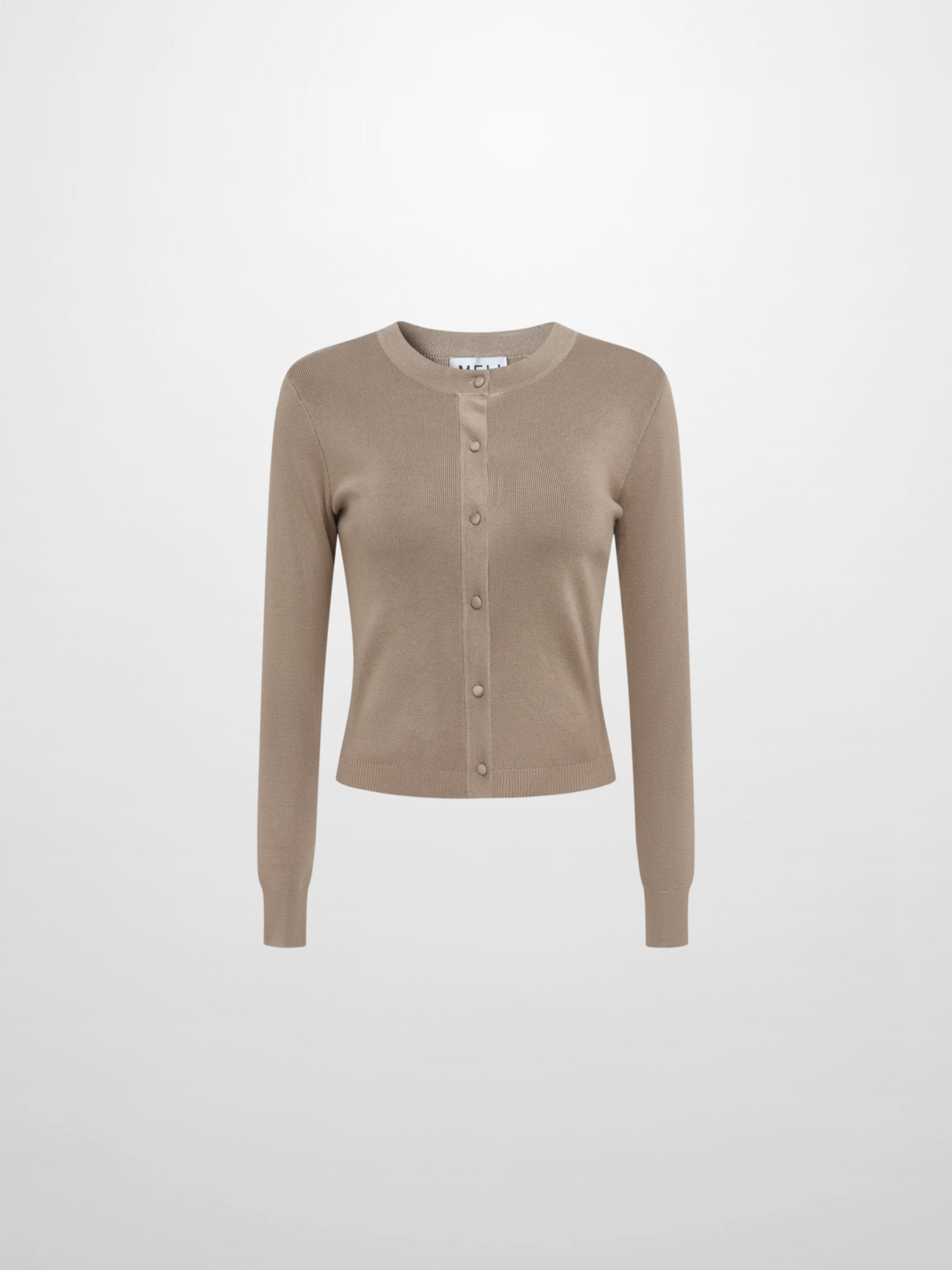 Basic Crew Knit Cardigan 20" - Warm Taupe