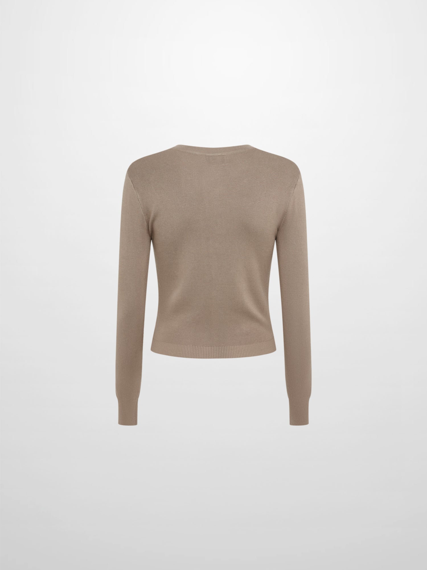 Basic Crew Knit Cardigan 20" - Warm Taupe