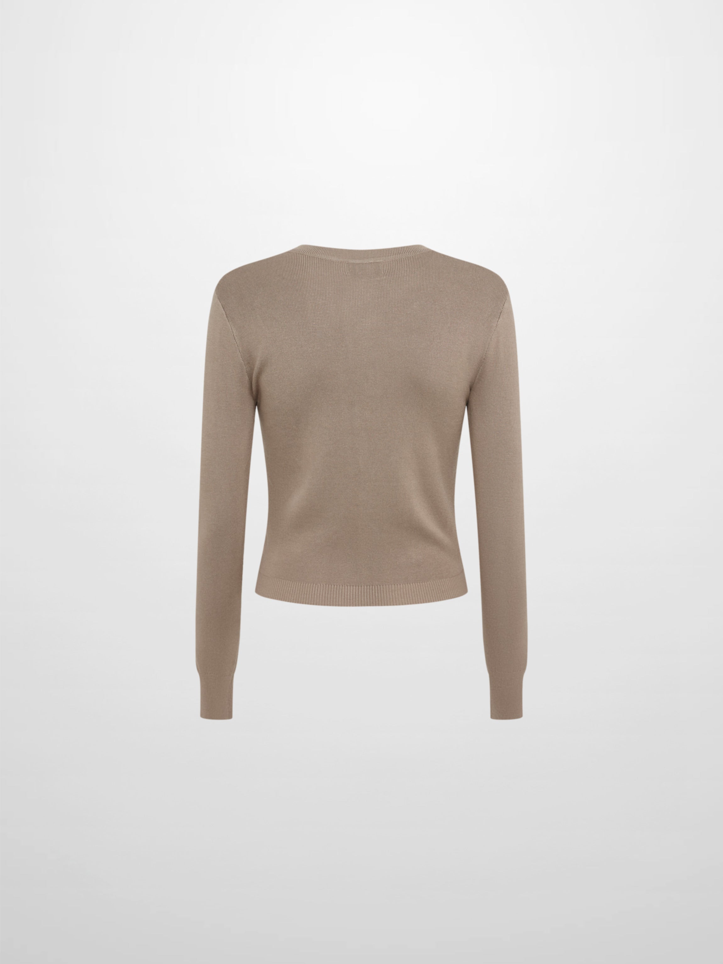 Basic Crew Knit Cardigan 20" - Warm Taupe