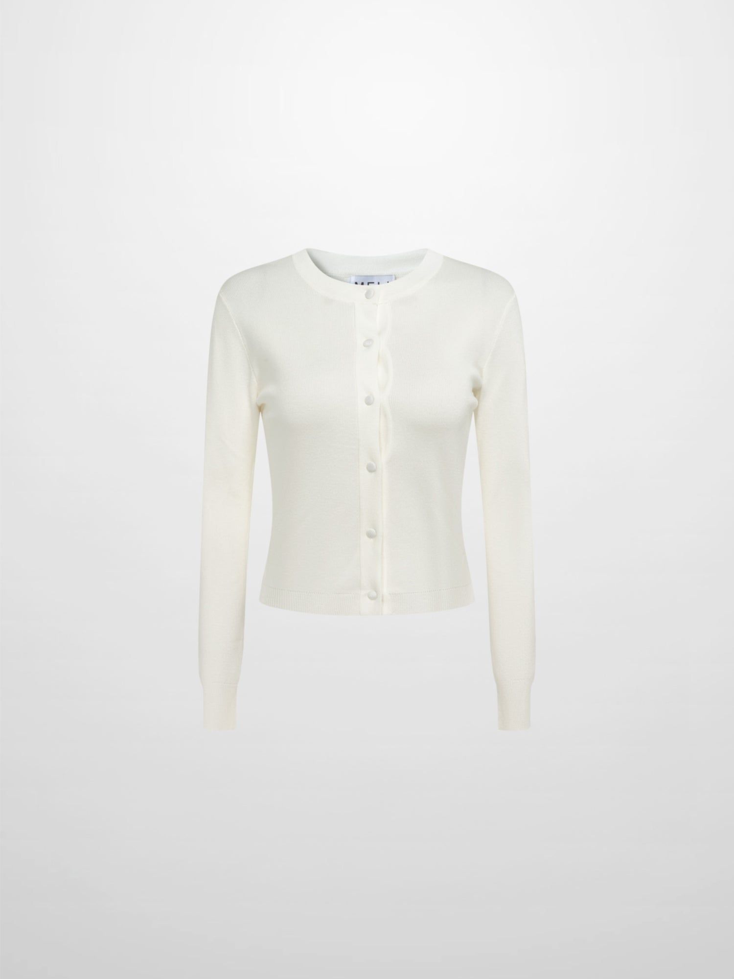 Basic Crew Knit Cardigan 20"- Cream