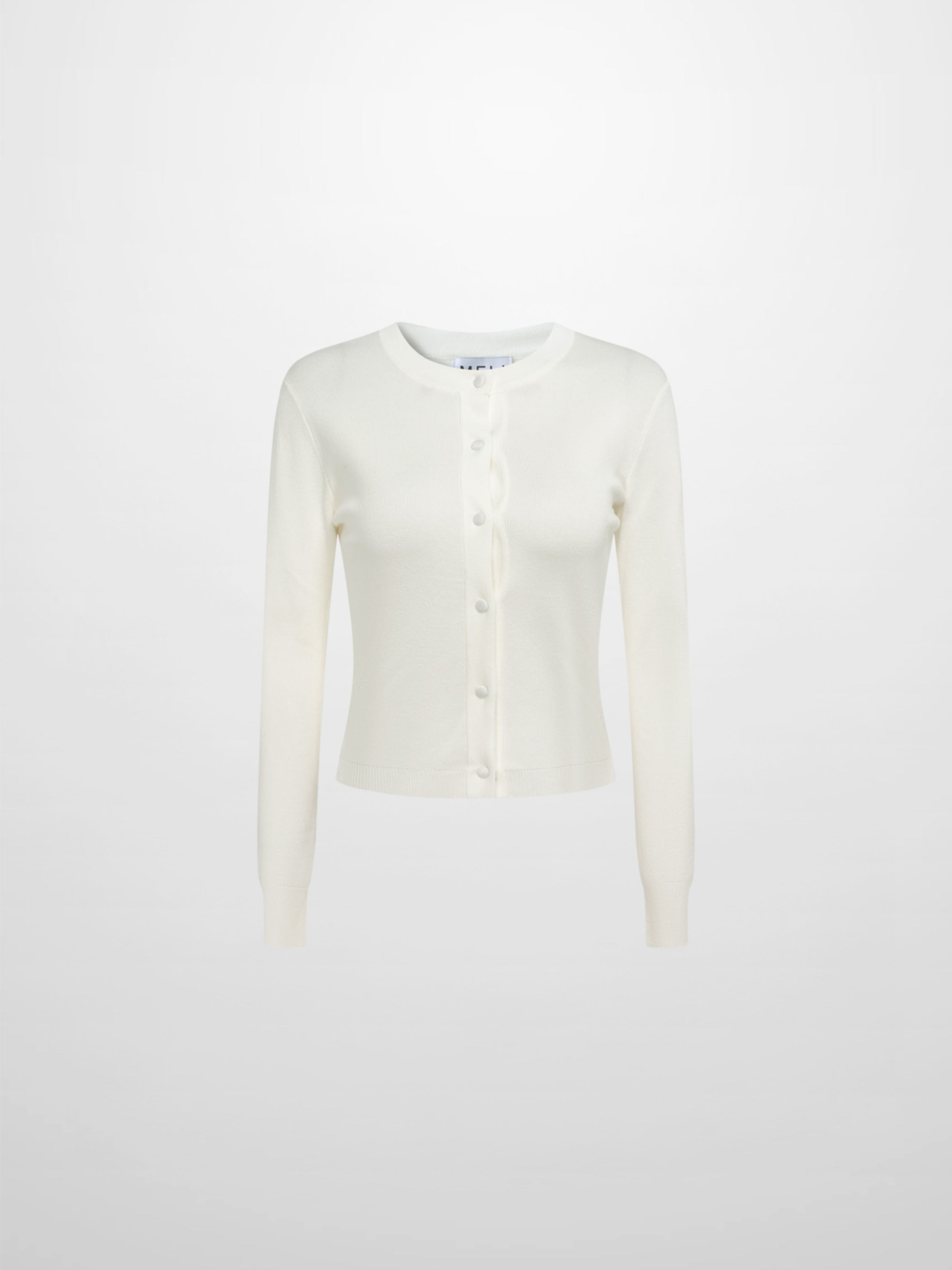 Basic Crew Knit Cardigan 20"- Cream