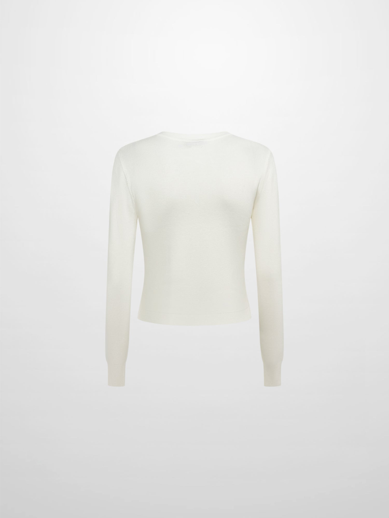 Basic Crew Knit Cardigan 20"- Cream