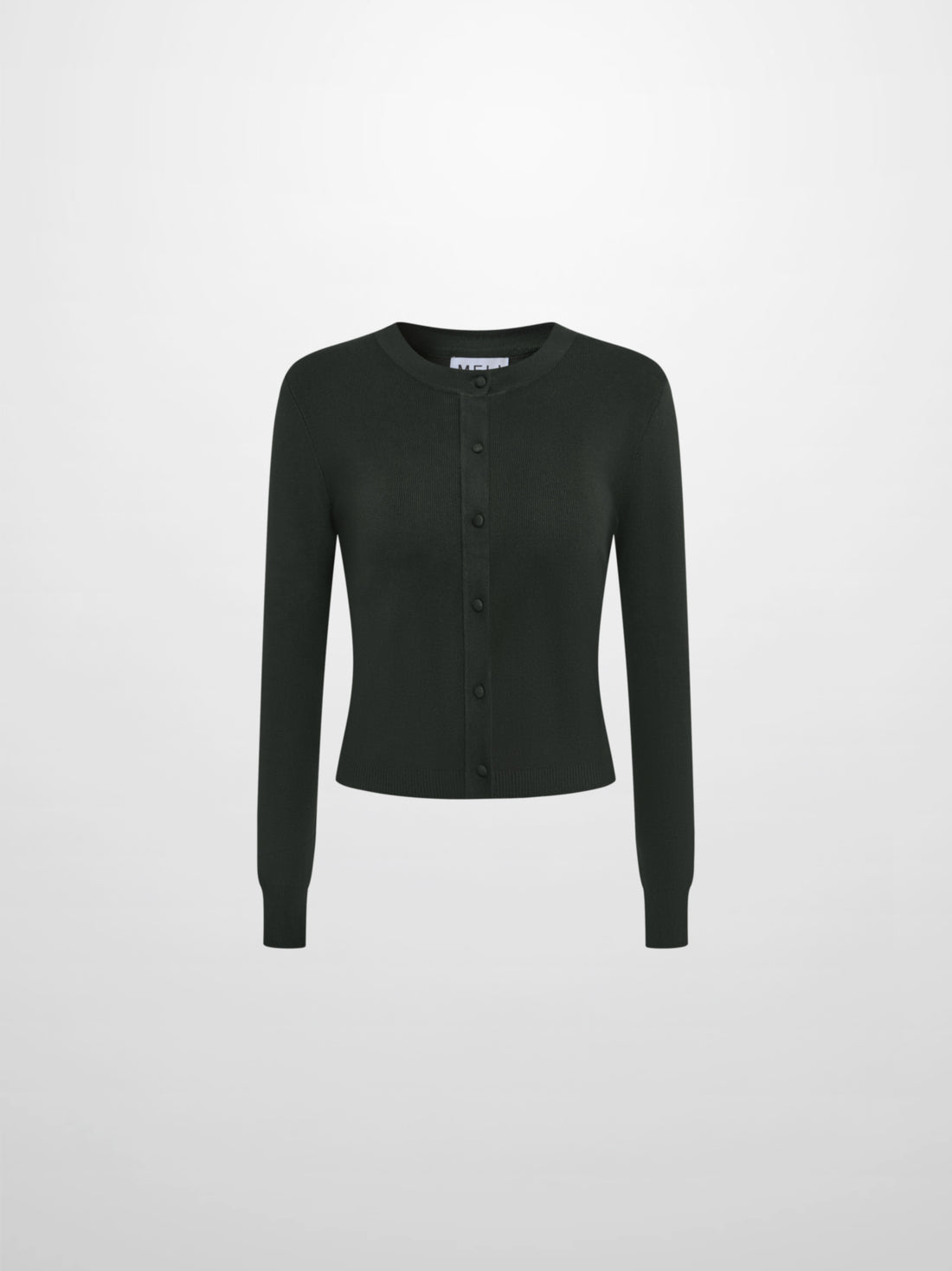 Basic Crew Knit Cardigan 20"- Green