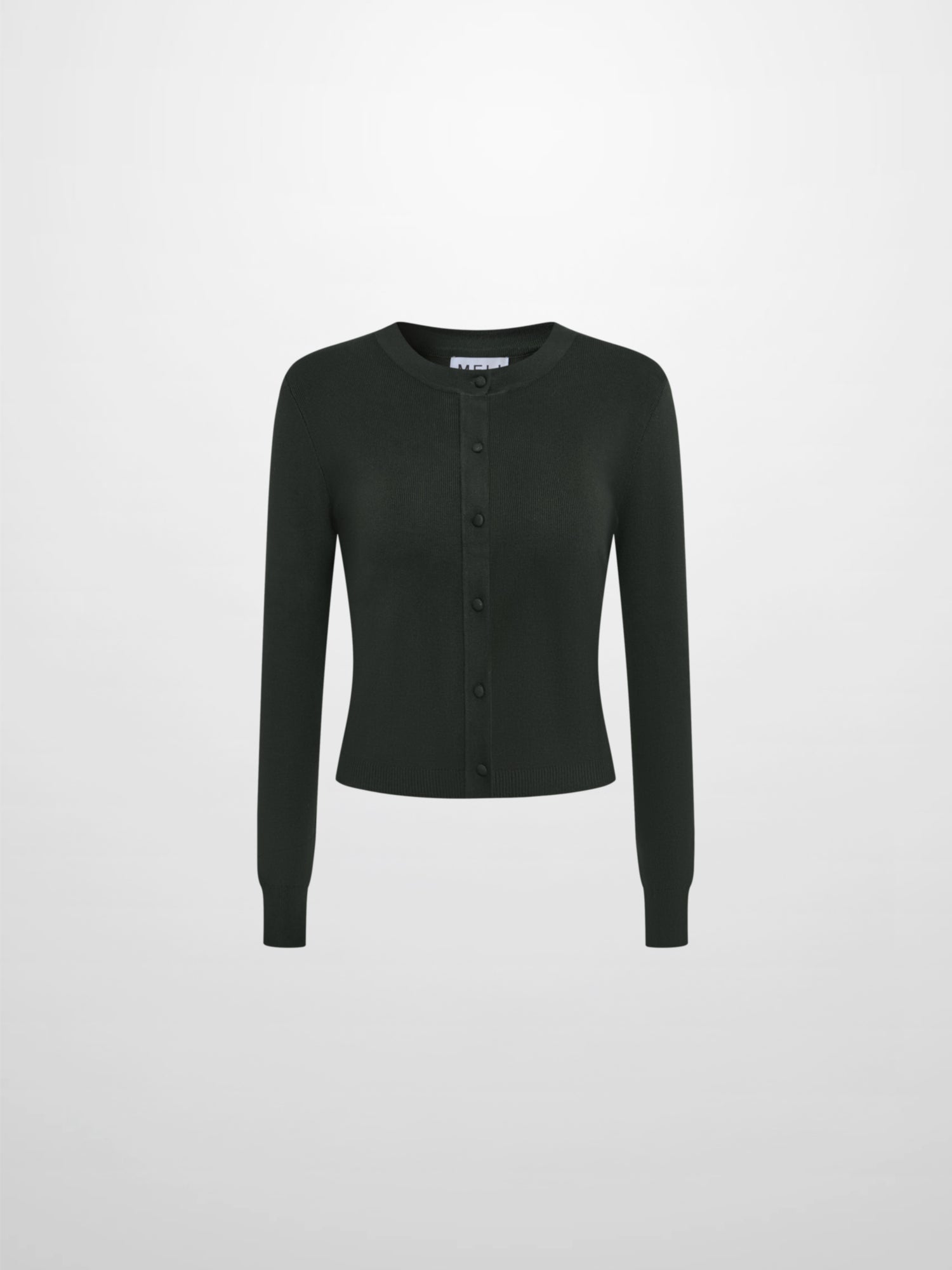 Basic Crew Knit Cardigan 20"- Green