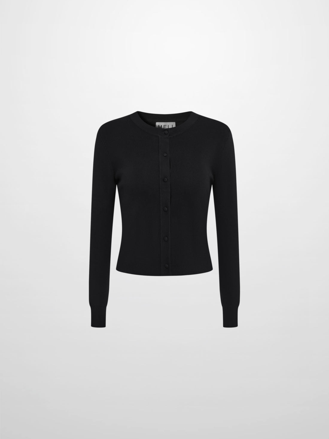 Basic Crew Knit Cardigan 20" - Black