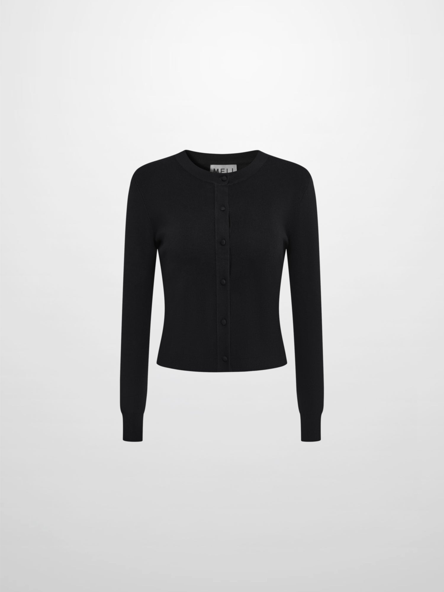 Basic Crew Knit Cardigan 20" - Black