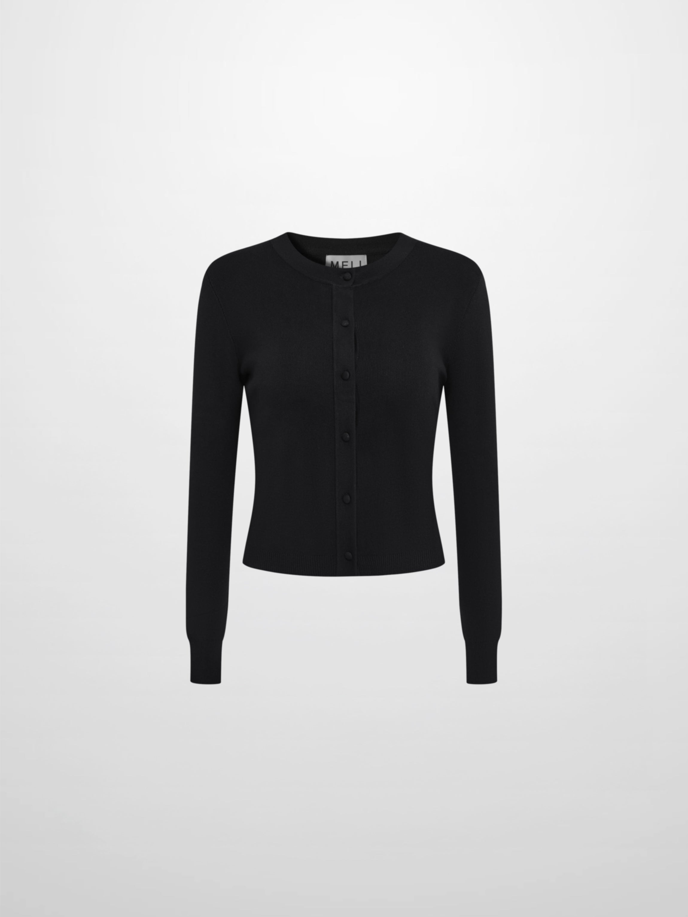 Basic Crew Knit Cardigan 20" - Black