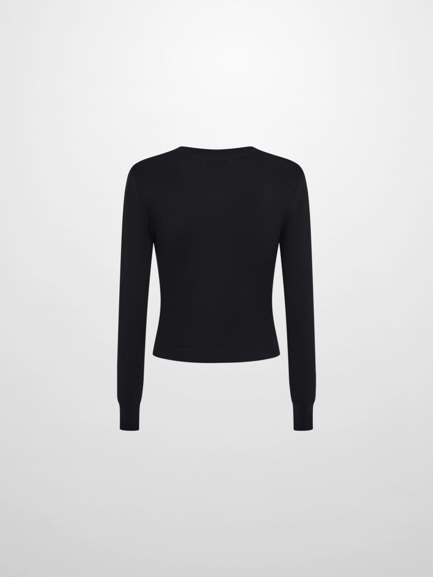 Basic Crew Knit Cardigan 20" - Black