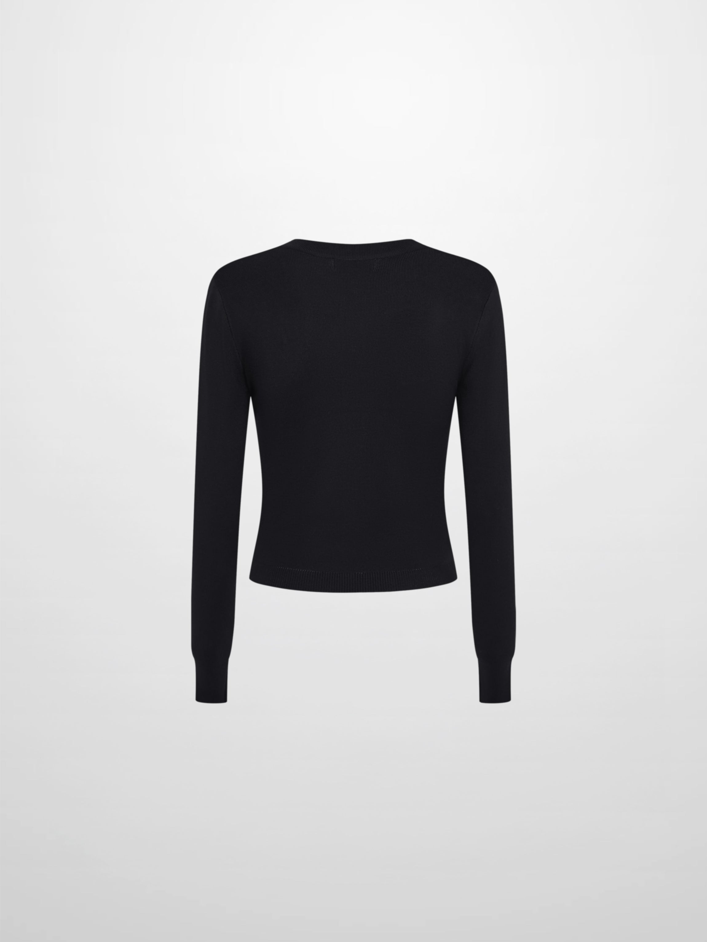 Basic Crew Knit Cardigan 20" - Black