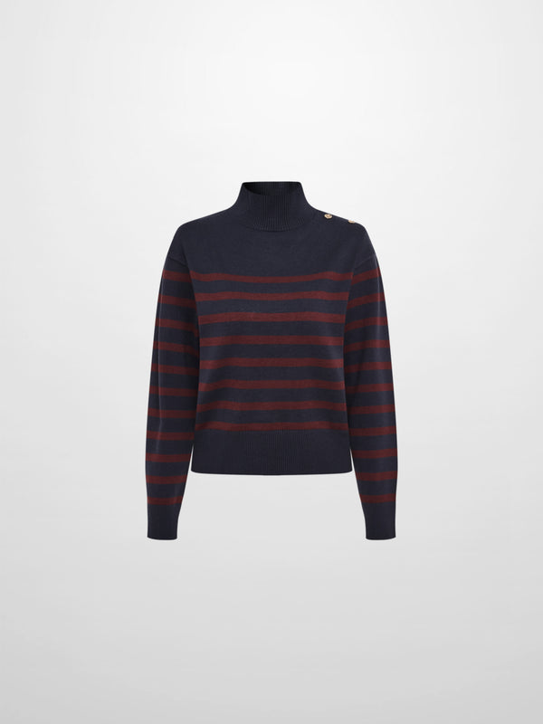 Nautical Stripe Sweater - Navy/Burgundy