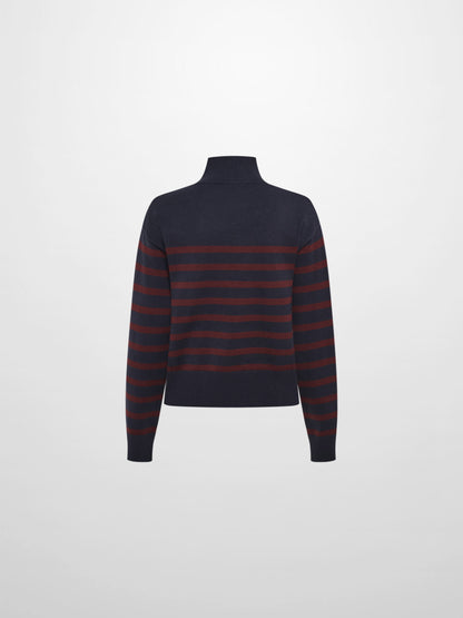 Nautical Stripe Sweater - Navy/Burgundy