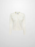 Scalloped Crochet Collar Cardigan - Cream