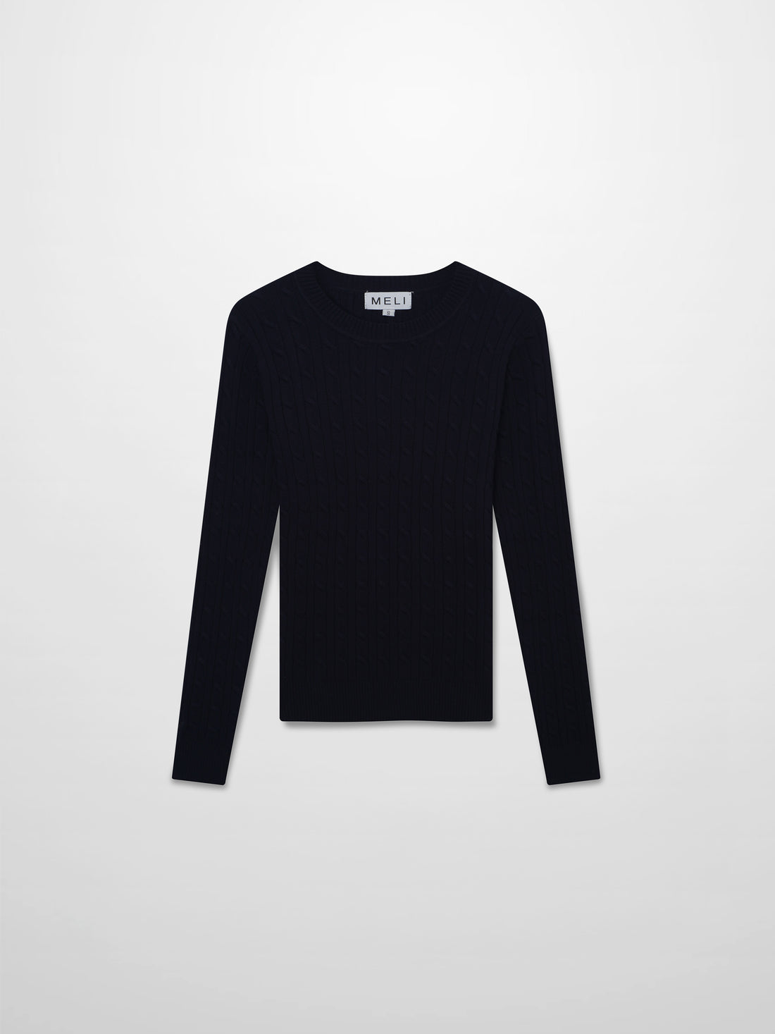 Crew Neck Cable Sweater-Navy