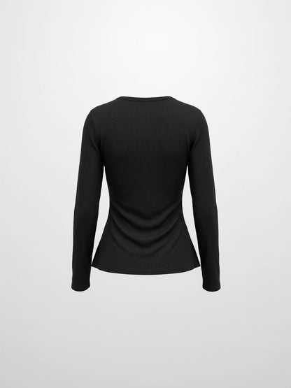 Bottom Crossover Knit Top -Black