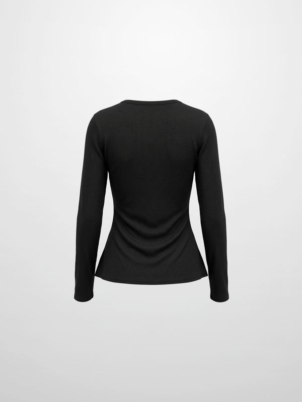 Bottom Crossover Knit Top -Black