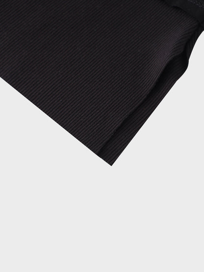 RIBBED BOTTOM T-SHIRT-BLACK