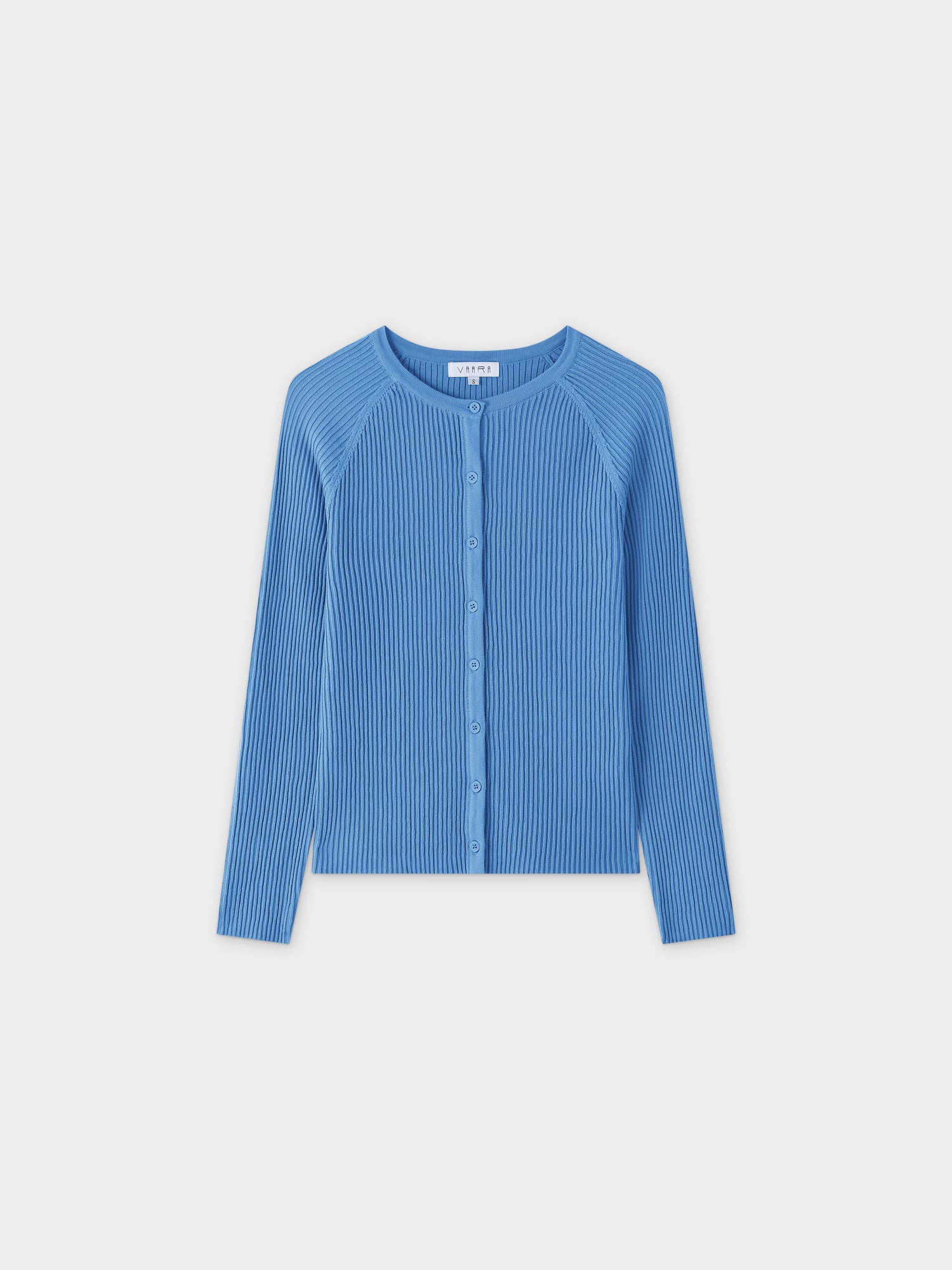 Ribbed Knit Cardigan-Blue