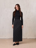 Quilted Puff Skirt-Black