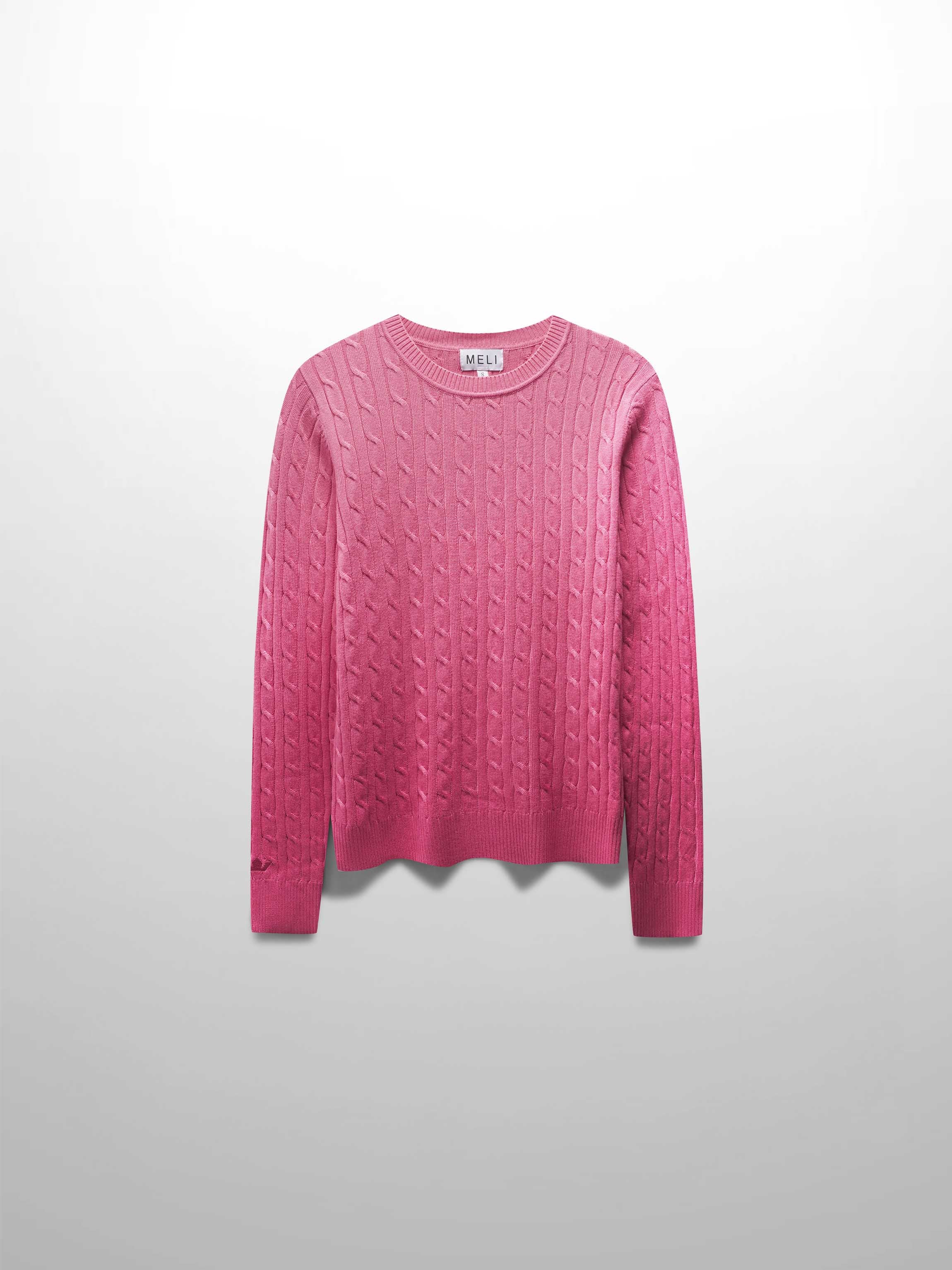 Knit Cable Sweater-Rose Pink