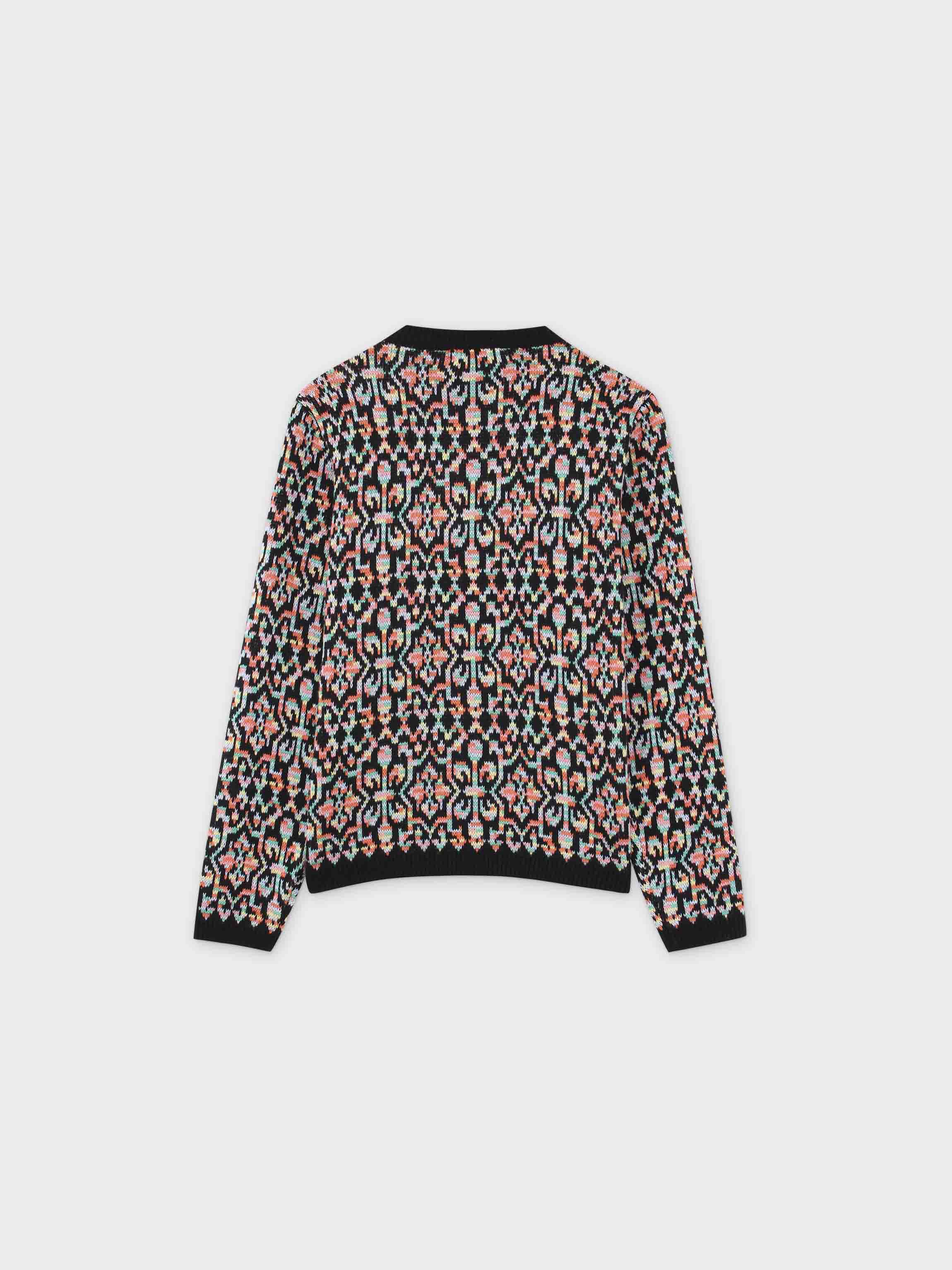 Mosaic Print Sweater-Black