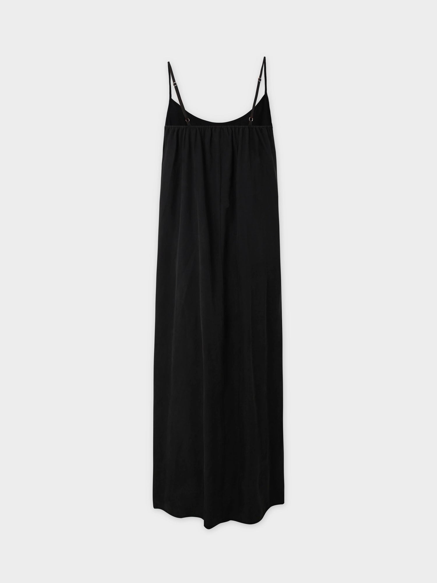 Cupro Crew Neck Slip Dress-Black