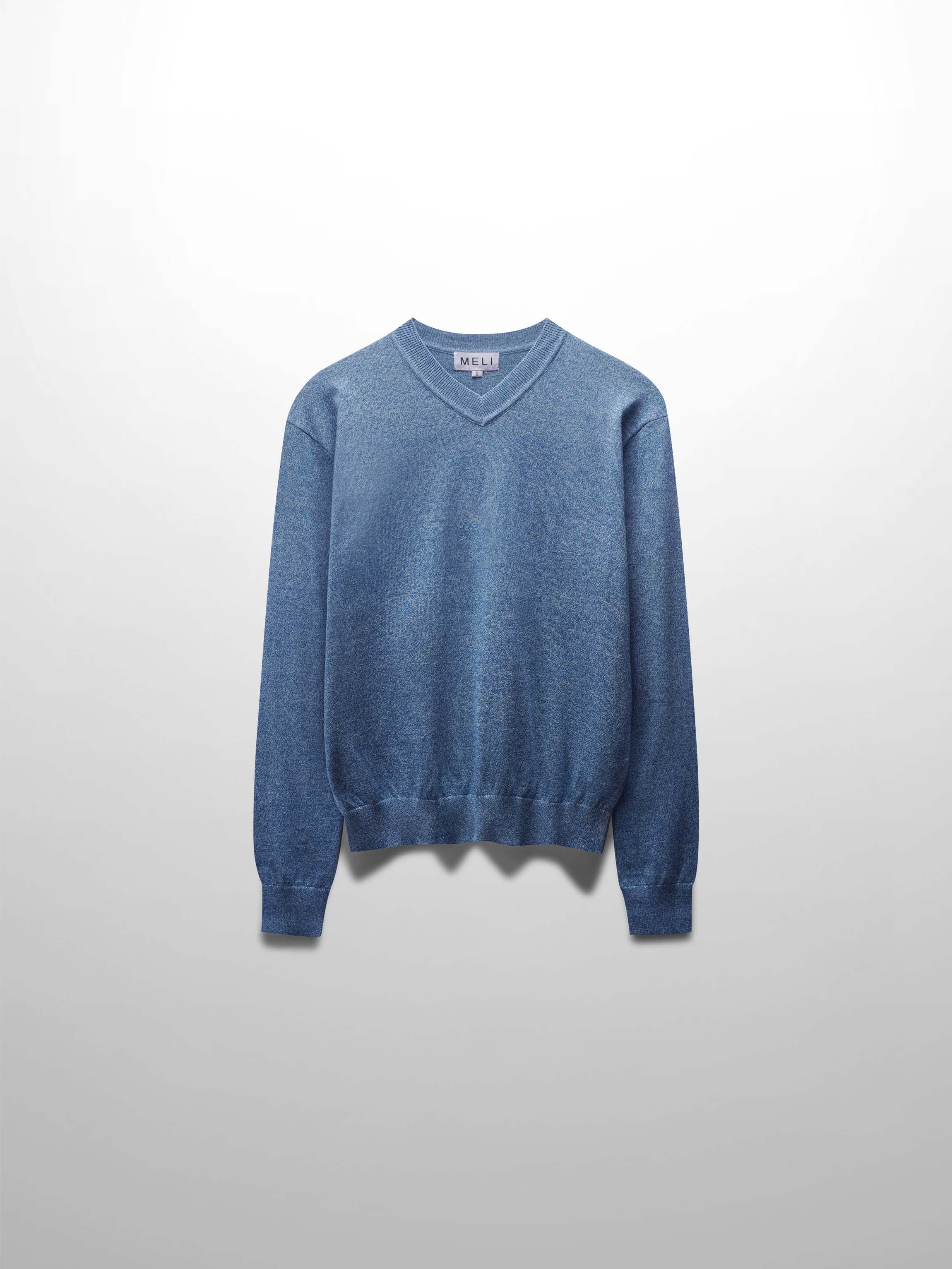 High V Lightweight Sweater-Heathered Blue