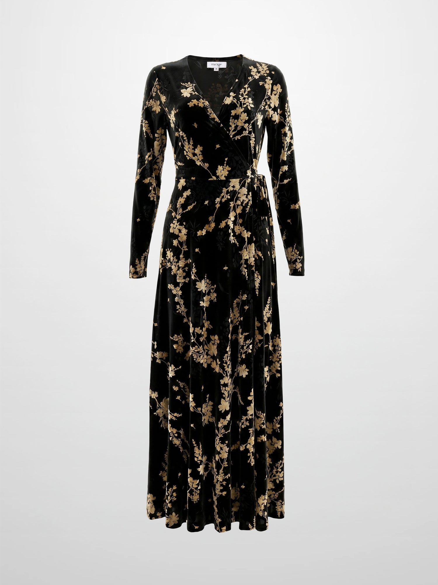 Velvet Wrap Dress - Taupe Floral